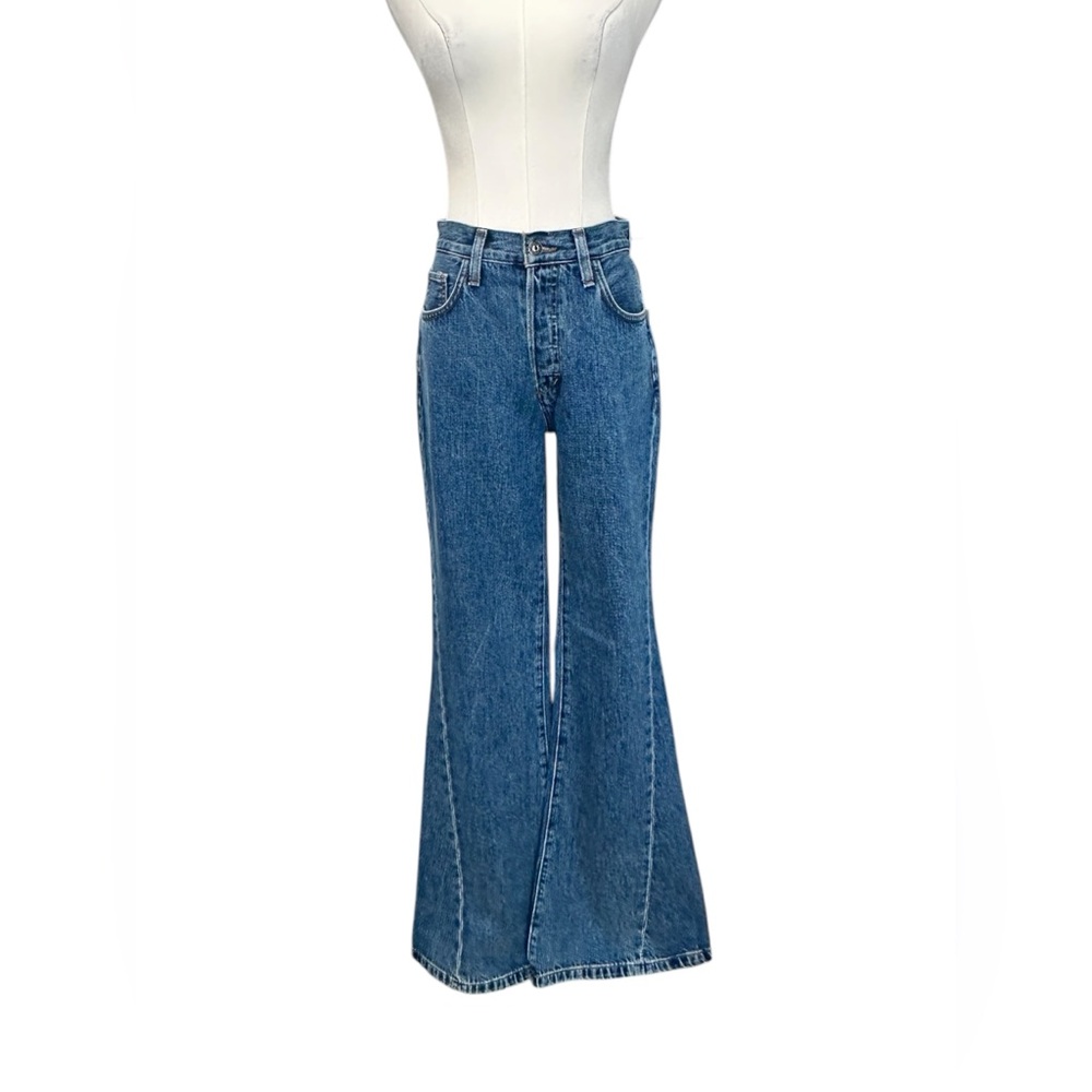 FAVORITE DAUGHTER Jeans The Valentina Flare Super High Rise Denim Blue Size 25 - Picture 4 of 11